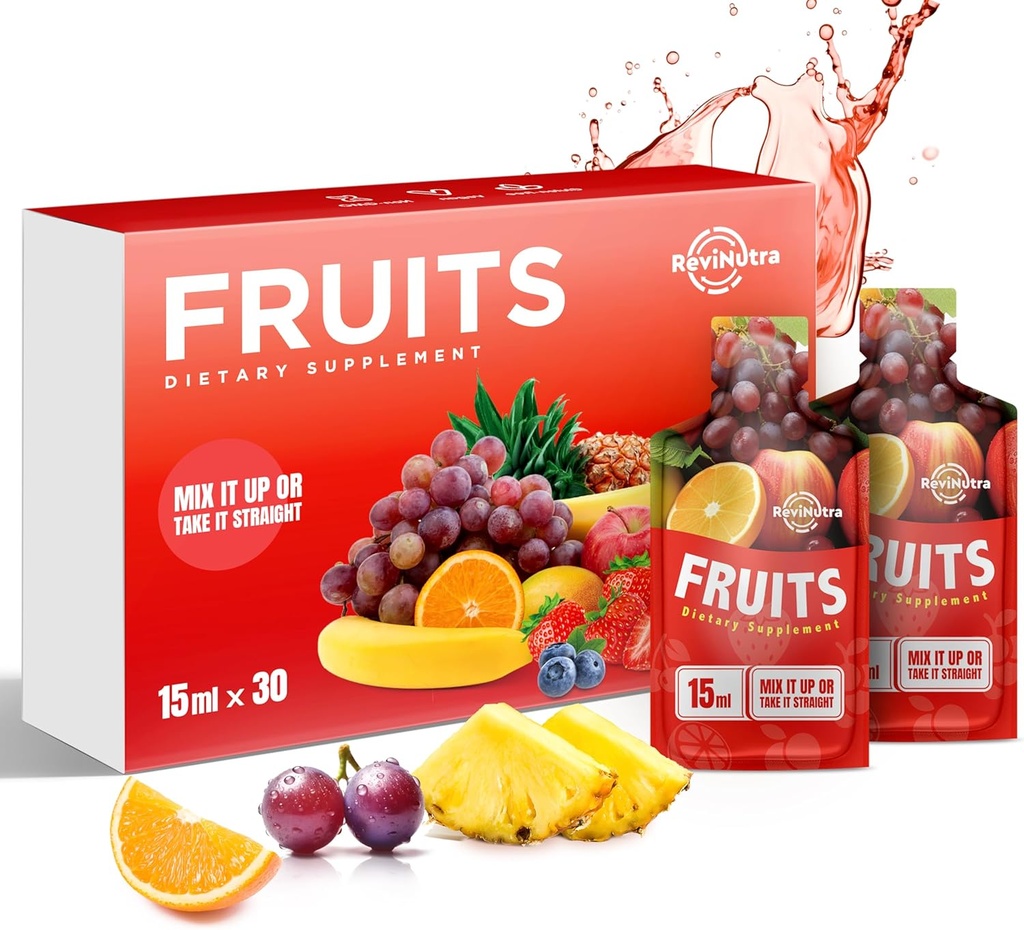 Super Fruit Liquid Juice - 30 zakjes Superfoods Fruit Supplement voor vrouwen, mannen en kinderen - Steun Energie, Immuniteit, Digestie & Metabolisme - Veganistisch, 30 dagen levering