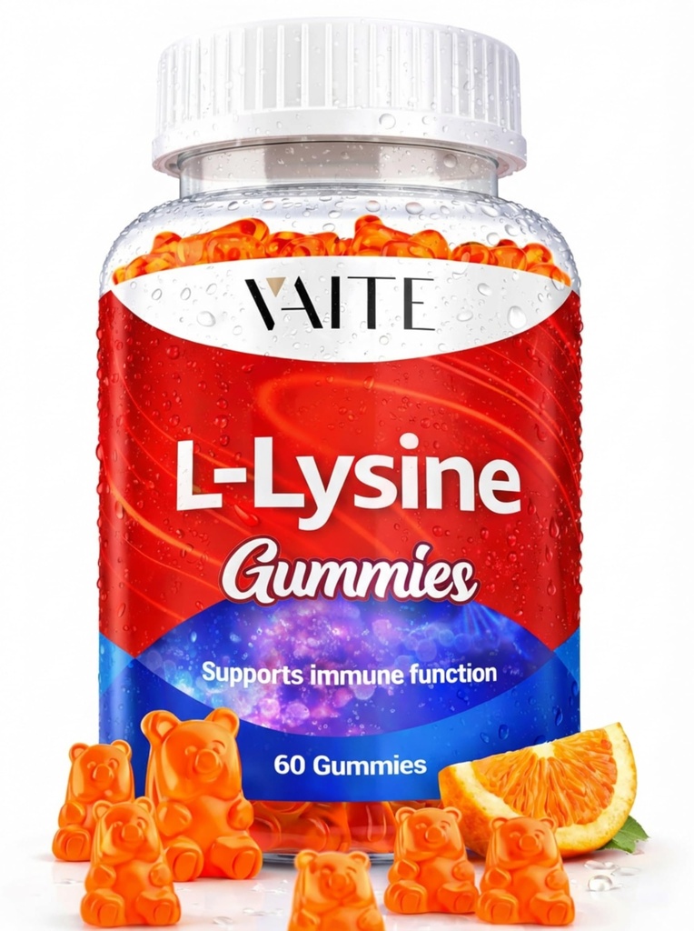 L-Lysine 1000mg Gummies - Ondersteunt huid, Lip, Vegan, Glutenvrij, Vitaminen voor volwassenen Weefsel Gezondheid & Immuun Systeem, Kauwtabletten, Aminozuur Vitamine Supplement & Complex Supplementen, Non-GMO