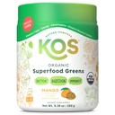 KOS Bio Superfood Greens Poudre - Gut Health de prébiotique Fibre, Supergreens et Adaptogens - USDA certifié biologique, fabriqué dans une installation certifiée GMP - 28 portions de mangue