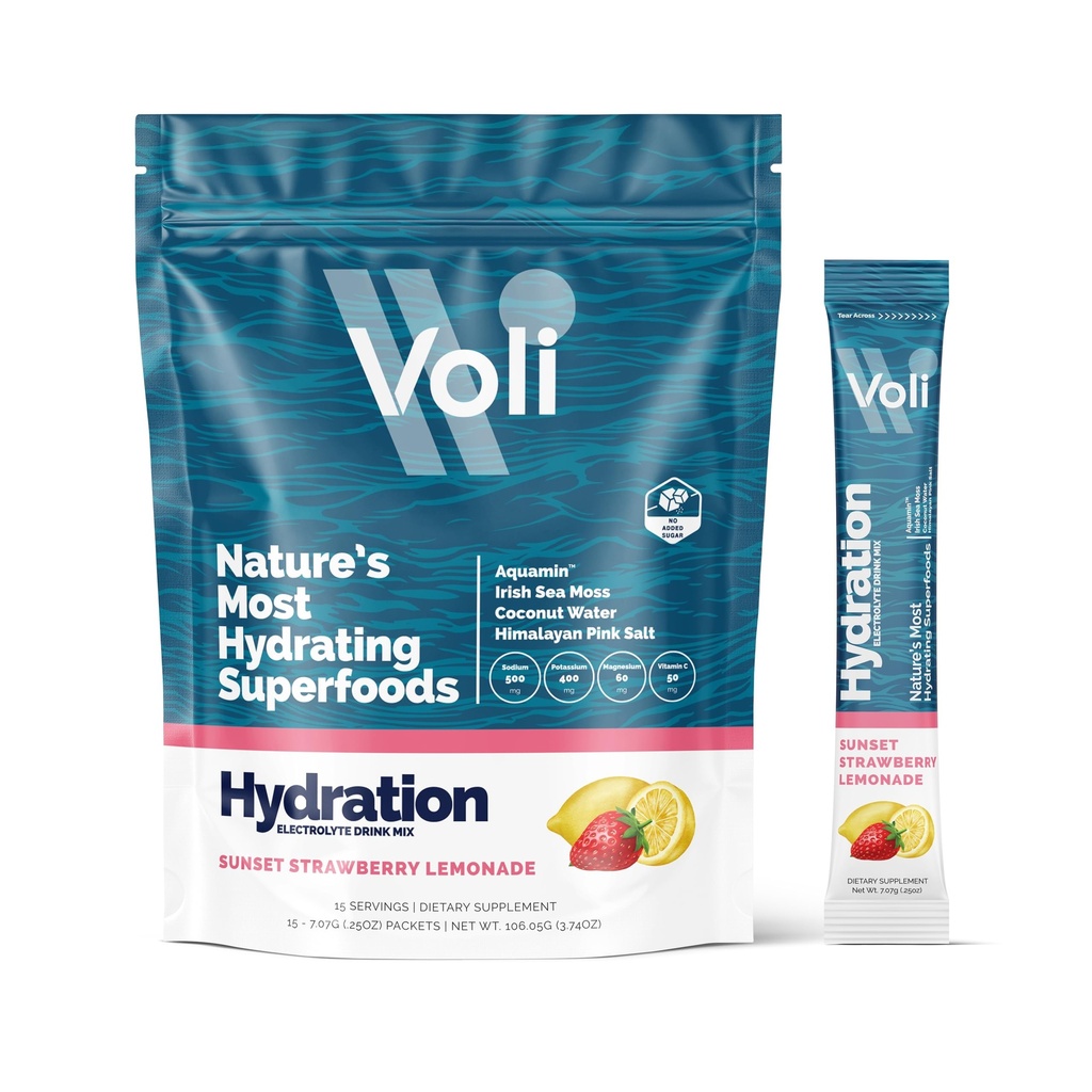 Voli Electrolytes Powder Packets No Added Sugar Electrolyte Drink Mix for Hydration 
