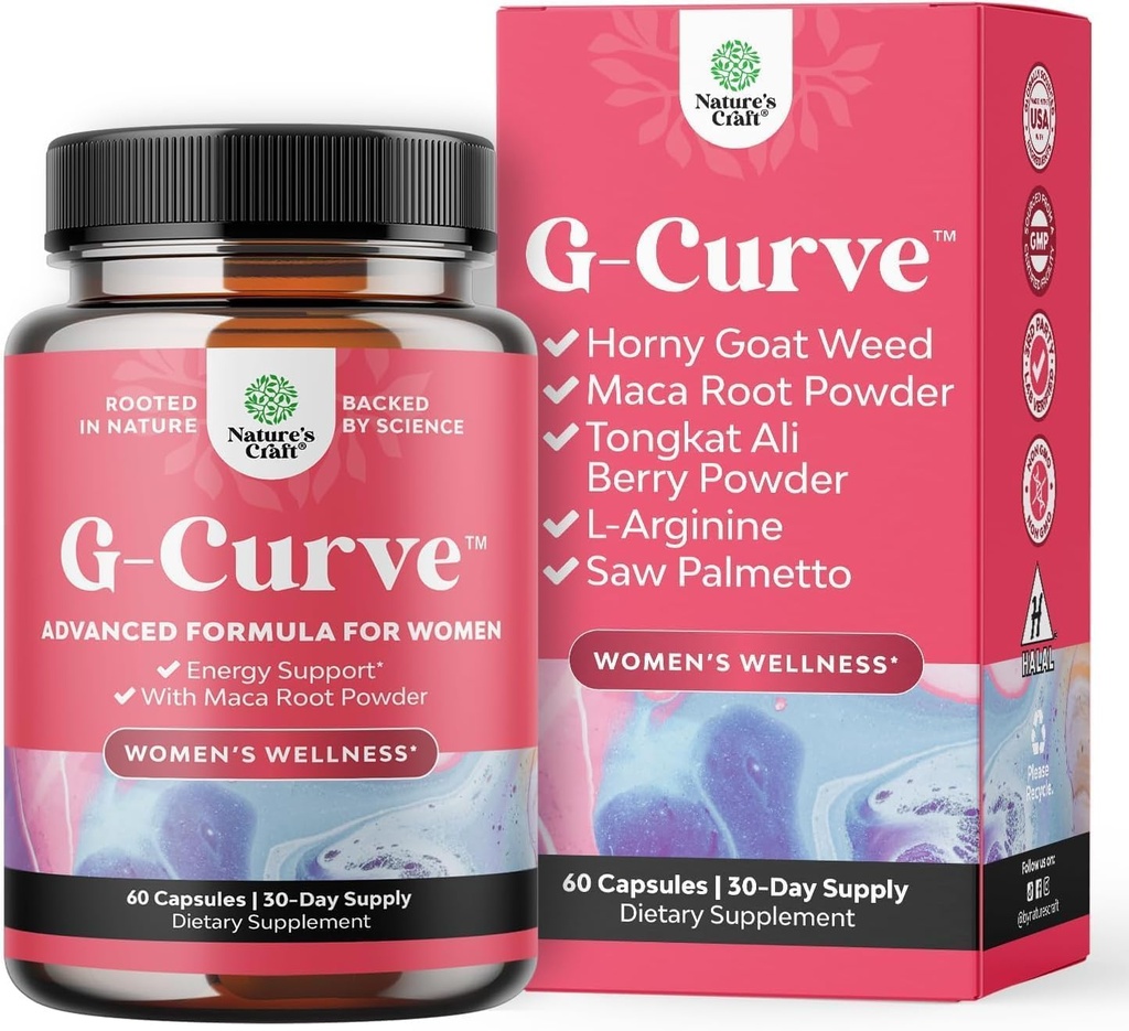 Natures Craft G-Curve Butt en Borst Enhancement Pillen - Herbal Enhancer Kan ondersteunen Body Sculpting Curves met Saw Palmetto Extract Horny Goat Weed voor vrouwen *Results Vary 60 Tellen