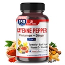 Cayenne Pepper 7 en 1 - - avec gingembre, curcuma, cannelle, poivre noir - favorise la fonction du système digestif (150 jours d'approvisionnement (paquet de 1))