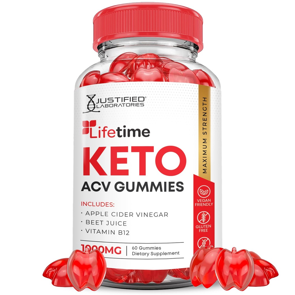 Levenslang Keto ACV Gummies Geavanceerde Formule 1000MG Levensduur Keto Gummies Apple Cider Vinegar Geformuleerd met Granaatappel Beet Juice Powder B12 Vegan Non GMO 60 Gummys