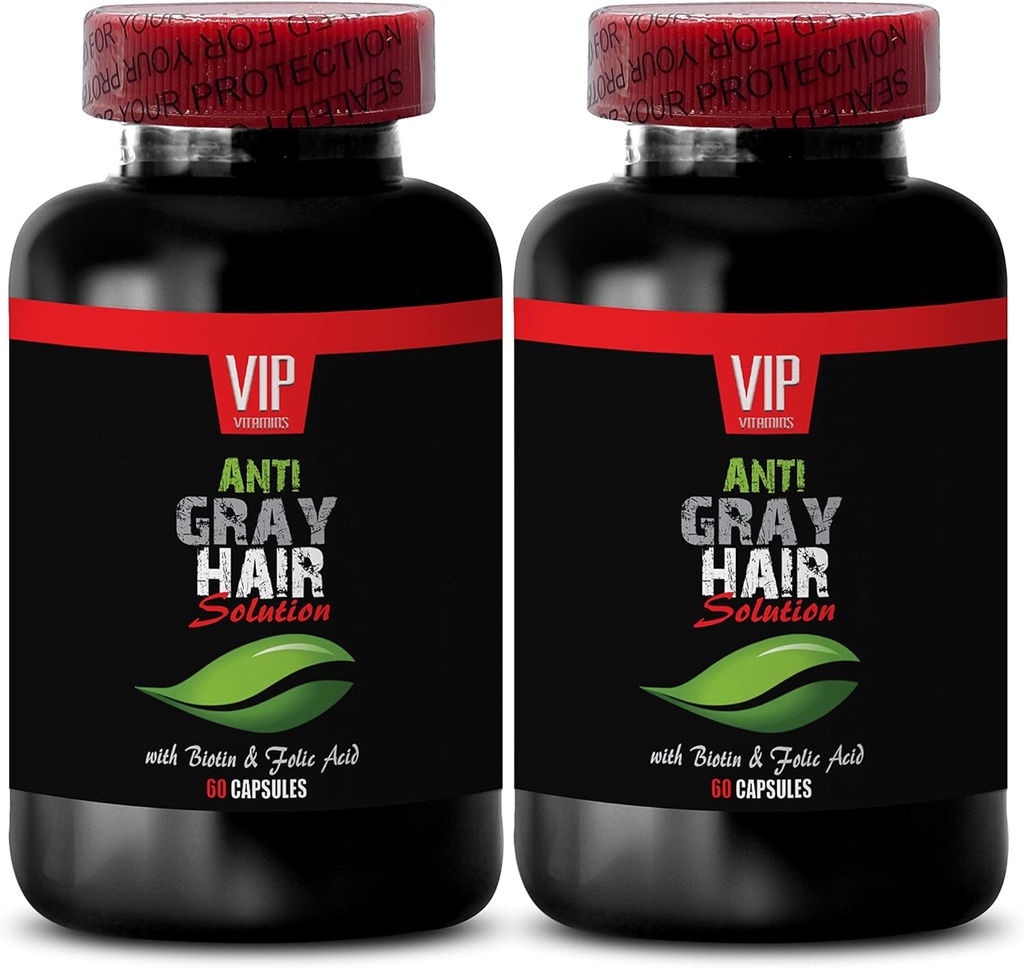 Pure Biotin Powder - Solution de cheveux gris - formule de cheveux anti gris, pilules de cheveux gris, solution de cheveux gris, supplément de cheveux anti gris, supplément de cheveux gris à l'inverse, cheveux gris à l'envers - 2B 120 Caps