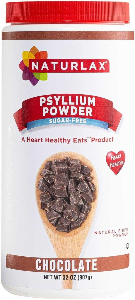 Suikervrije Psyllium Husk Fiber Powder, Chocolade smaak 32 oz