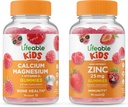 Levensvatbare Zink 25mg Kids + Calcium Magnesium Kids, Gummies Bundle - Grote Proeverij, Vitamine Supplement, Glutenvrij, GGO-vrij, Kauwgom