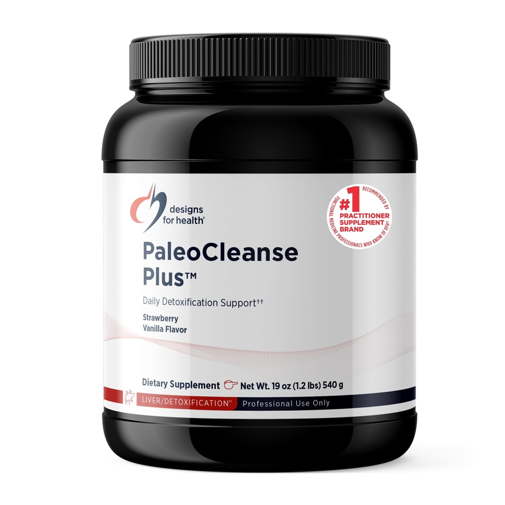 Designs for Health PaleoCleanse Plus - Detox Powder with 18g Bone Broth Protein, Antioxidant Herbs, Vitamins + Minerals - Smoothie Shake Drink Mix, Strawberry-Vanilla Flavor (15 Servings / 540g)
