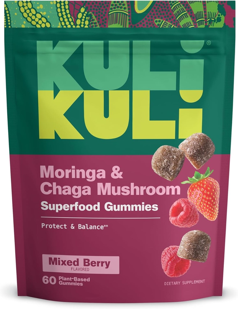 Kuli Kuli Super Energy Gummies - Energiesupplementen met Moringa, Cafeïnevrije Natural Energy Booster - 60 Non-GMO, Glutenvrije Moringa Gummies