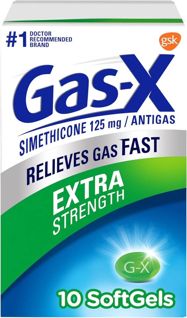 Gas-X softgels extra-résistants avec Siméthicone 125 mg - 10 Compte