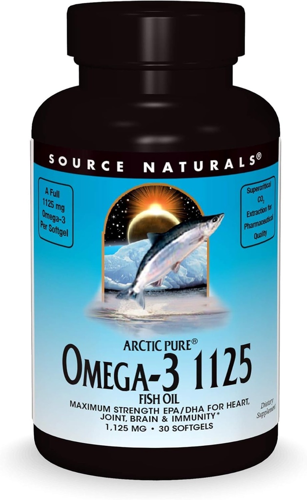 Bron Naturals ArcticPure Omega-3 Visolie 1125mg Ultra Potentie Maximale sterkte EPA + DHA voor hart, gewrichten, hersenen & Immune Health - 30 Softgels