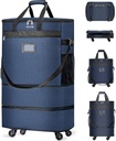 Koffers met wielen Uitbreidbaar Bagagezak Opvouwbare koffer met 4 Universele Wielen Opvouwbare Rolling Travel Bag Large Capacity Duffel Bag (Blue)