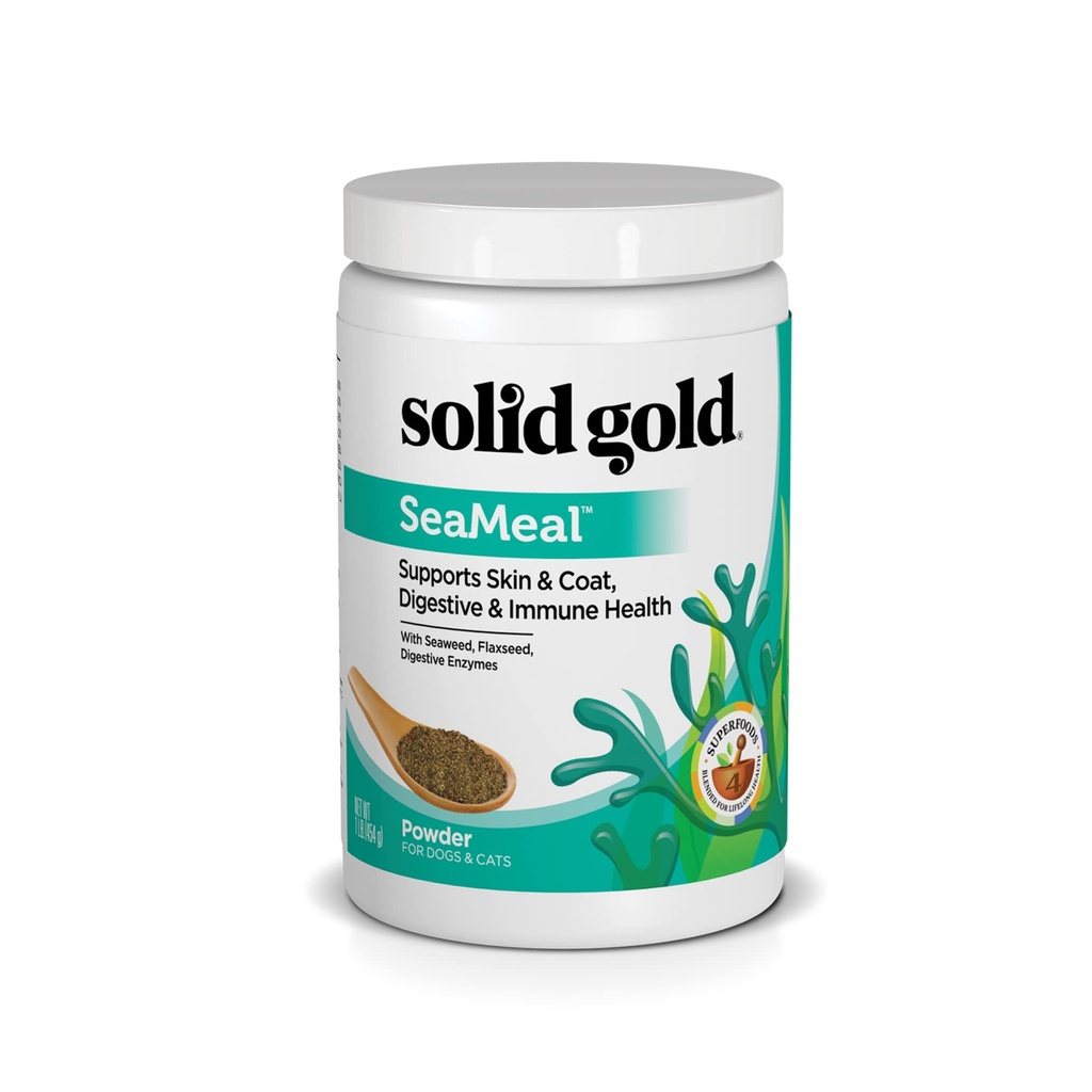Solid Gold Cat & Hond Multivitamine Powder - Kelp Powder, Omega 3 & Vitamines for Dental, Digestief, Immune, Skin & Coat Health - Multi Vitamine for Dogs & Cats - Cat & Hog Food Additive Supplement - 1lb