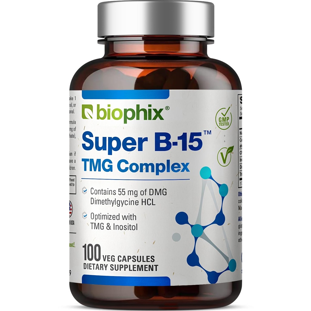 biophix Super B-15 100 Veggie Caps - Niacin Calcium Choline Inositol DMG TMG - Supports Healthy Oxygen Energy Levels