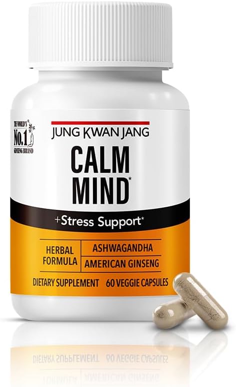 JUNG KWAN JANG Kalm Formule met Ashwagandha 300mg, American Ginseng 428mg en L theanine 204mg Supplement - 60 Capsule voor mannen en vrouwen
