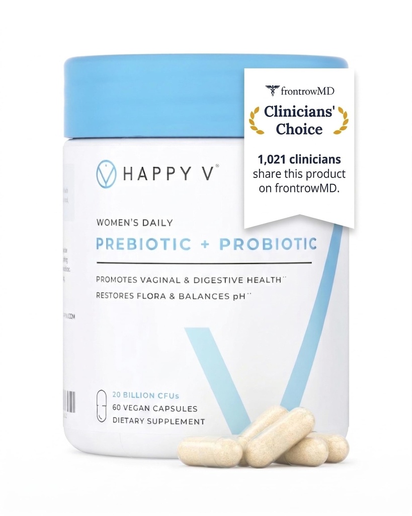 Happy V Dr. Formuled Vaginal Probiotiques pour les femmes Odor & Démangeaisons Soutien, Urinaire & Gut Santé, pH Équilibre