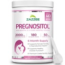 Zazzee PREGNOSITOL Powder, 6 maand levering, Myo-Inositol en D-Chiro-Inositol 40:1 Vruchtbaarheid Blend, Gratis scoop voor exacte dosering, Premium Balanced Formula, 183 Servings, Vegan, All-Natural en Non-GMO