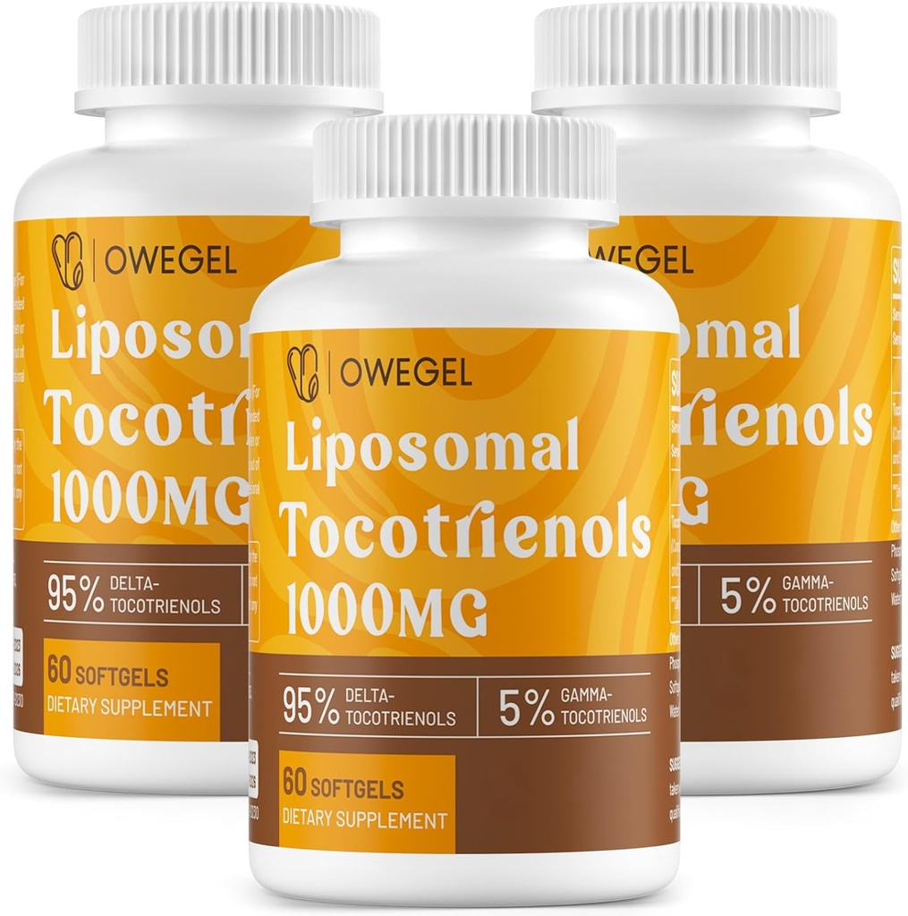 Liposomal Tocotrienols 1000mg - High Bioavailability Vitamin E Tocotrienols Supplements,95% Delta & 5% Gamma Tocotrienol Capsules Support Skin,Bone,Antioxidant,180 Softgels