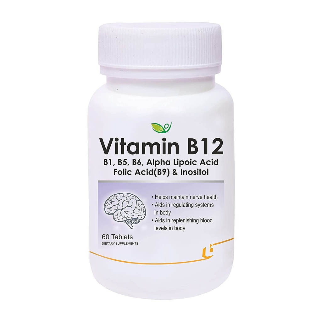 Verem Nutraceuticals Vitamine B12 met B1, B5, B6, B9(Foliumzuur), Alpha Lipoïnezuur ALA & Inositol Supplementen 