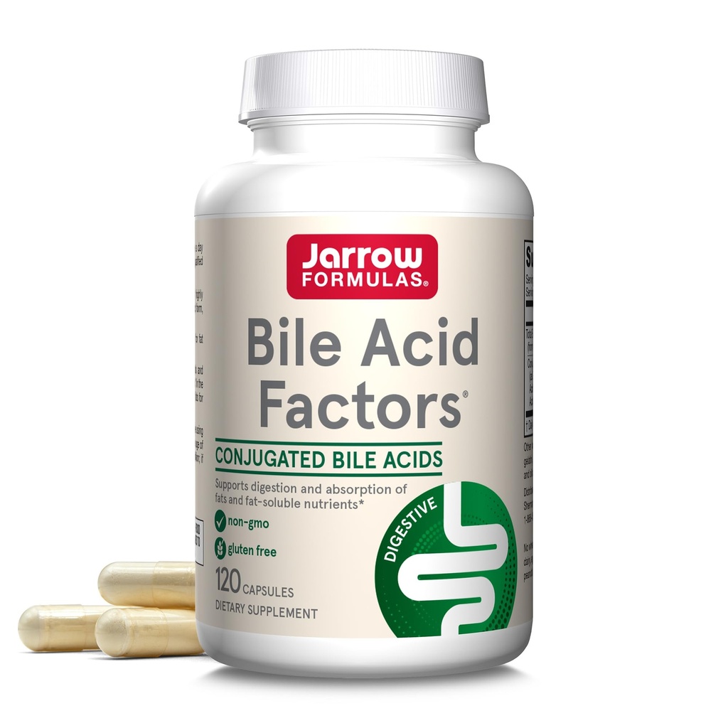 Formules de Jarrow Facteurs d'acides biliaires 1000 mg avec acides biliaires conjugués, supplément alimentaire pour le soutien de la digestion et l'absorption des graisses et des nutriments solubles dans le gras, 120 capsules, 30 jours d'approvisionnement