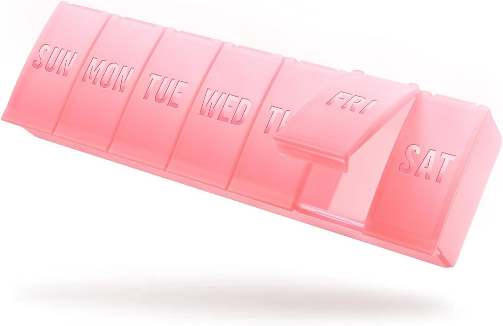 Barhon Large Weekly pil Organizer, Big Vitamine Organizer Case voor 7 dagen, Reis Geneeskunde pil Box om verschillende supplementen en visolie vast te houden, Sakura Pink