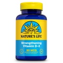 Nature's Life Strengthening Vitamine D3 2000 UI (50 mcg) - Vitamine D - Supplément de soutien pour la santé des os et les immunes - Softgels faciles à avaler - Garantie de 60 jours, Vérifié en laboratoire - 240 portions, 240ct