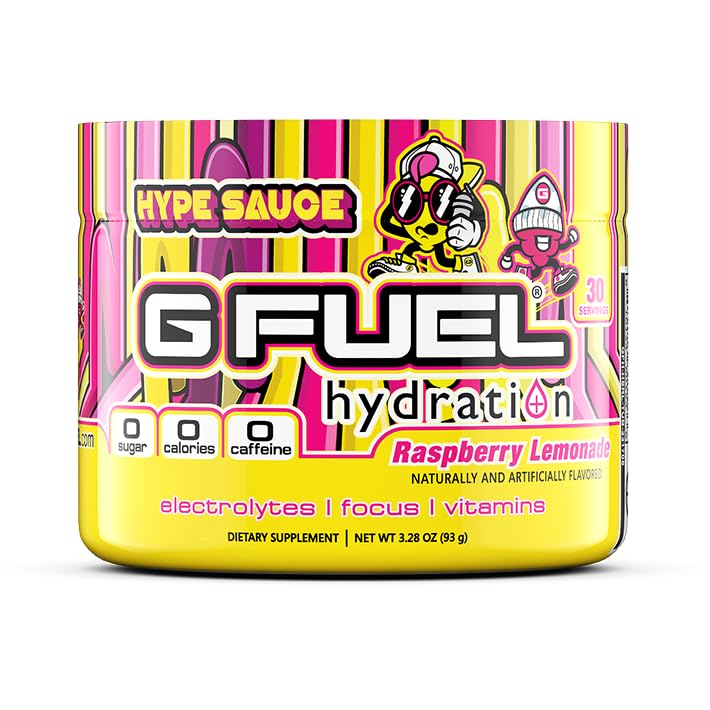 G Sauce d'hype de carburant hydratation suprême, mélange de poudre d'électrolyte pour l'énergie et le focus, supplément sans sucre et caféine avec vitamines et minéraux essentiels, arôme de citronade framboise, 3,3 oz - 30 portions