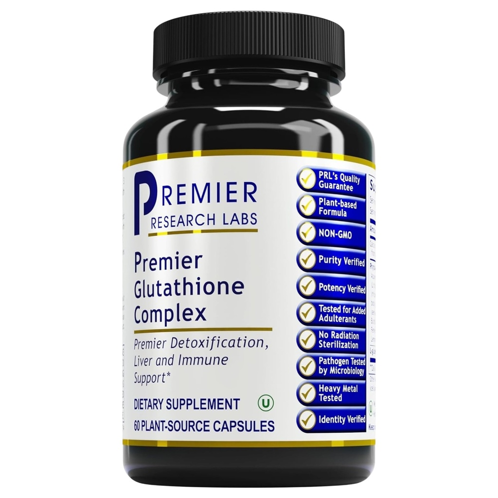 Premier Research Labs Glutathion Complex - Supplément de soutien au foie et aux immunones - Pilule de glutathion pour nettoyage naturel du foie - 60 Capsules végétariennes
