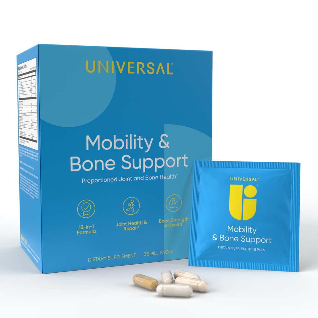 Mobiliteit & bot ondersteuning dagelijkse multivitamine - 12-in-1 bot, knie, cartilage, ligament, gezamenlijke supplement voor vrouwen en mannen, collageen, kurkuma, Glucosamine Chondroitin MSM Capsules - 30 vitamine verpakkingen
