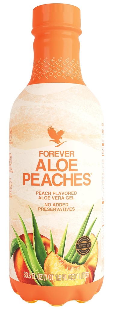 Forever Living - Aloe Peaches, Aloe pur avec de vrais arômes de pêche, soutient le système de digestion et d'immunité, végétalien et sans gluten, 33,8 fl oz, 1 pack