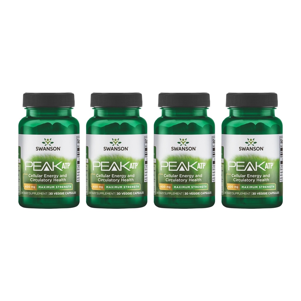 Swanson Maximale sterkte Peak ATP-Natural Supplement Promoting Cellular Energy Support-Ondersteunt fysieke prestaties en bevordert gezonde bloedstroom ondersteuning-(30 Veggie Capsules, 400mg Elke) 4 Pack