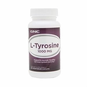 GNC L-tyrosine 1000mg, Ondersteunt normale, gezonde zenuwstelsel activiteit, 60 vegetarische caplets