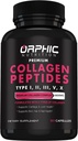 ORPHIC NUTRITION Collageen Peptides Capsules for Women,1800mg Multi Collageen Pillen Types I, II, III, V, X - Ondersteunt Digestieve Gezondheid Onderhoud van sterke gewrichten, Tendons, ligamenten en spieren* 90 Caps