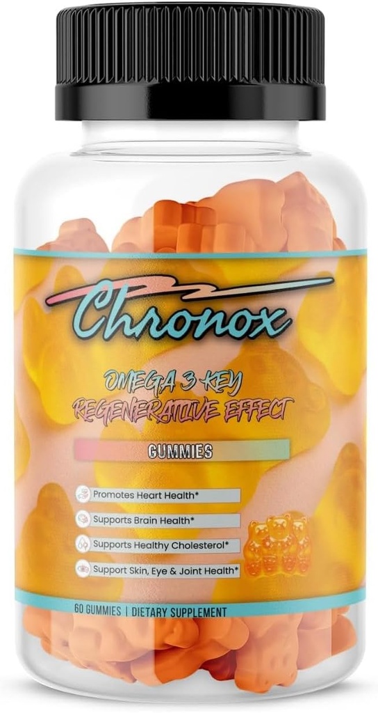 Chronox Orange Flavor Omega 3 Visolie Gummy's voor volwassenen - Heerlijke Chewable Omega 3 Supplement met Visolie - Pillen Alternatieve en Non-GMO Gummies voor dagelijkse gezondheid - (60 Tel.)
