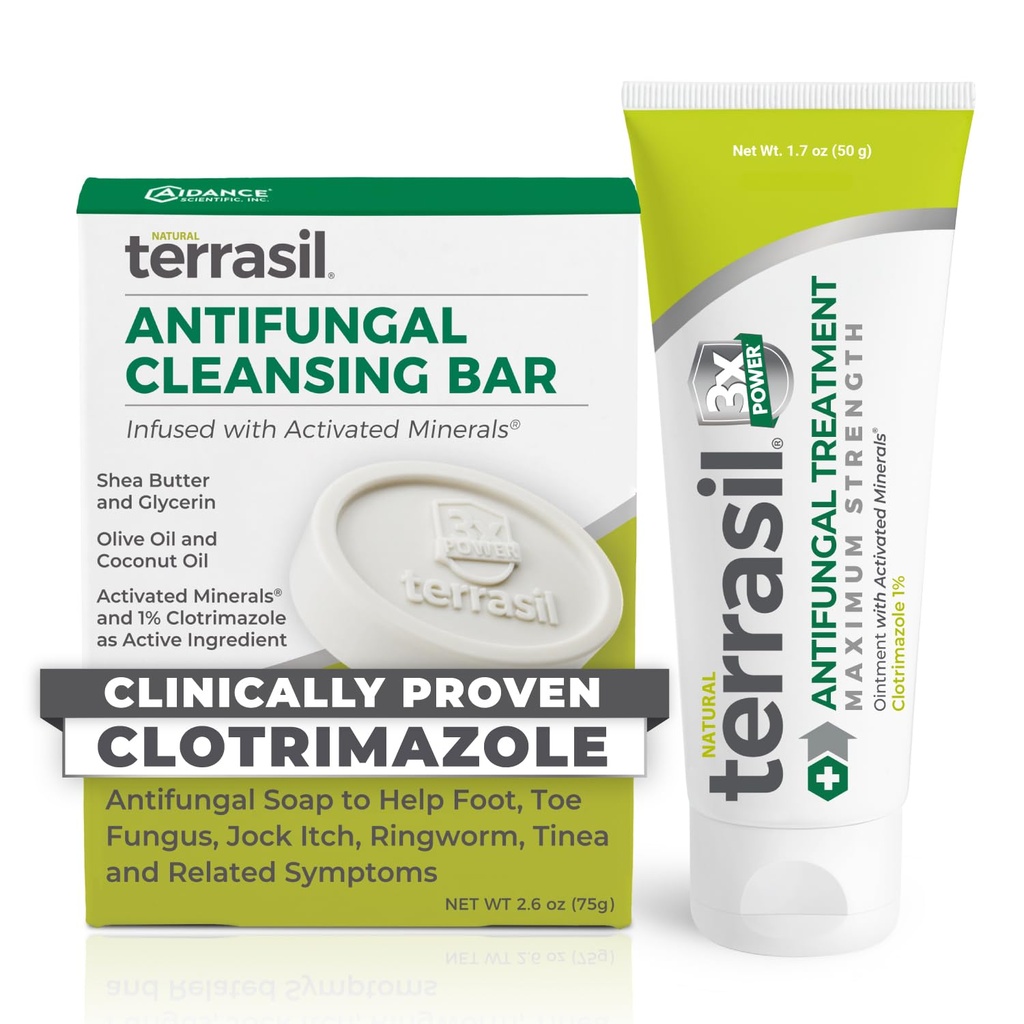 terrasil Antischimmel Cream + Antischimmel Zeep 2-product Kit Klinisch-bewezen Clotrimazool Effective Treatment & Relief: Jock Itch Atleten Voetschimmel Gistinfectie Ringworm (50g Tube & 75g bar)