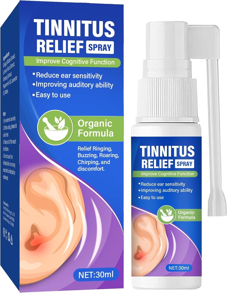 Tinnitus Rêliêf voor Ringing-oren, Effectieve Tinnitus Rêliêf Spray voor Tinnitusbehandeling, Ear Wax Removal Spray voor Rêliêves Tinnitus, Ear Back, Ear Discomfort en Earache, 30 ml