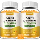 2 Pack supplément acétyl L-Carnitine, supplément nutritionnel naturel pour l'énergie boost, immunité, végétalien, saveur orange, 120 comte