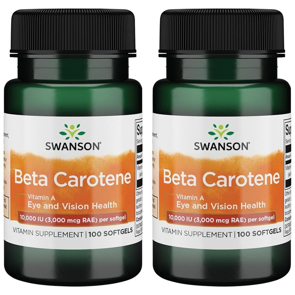 Swanson Beta-Caroteen (Vitamine A) Skin Eye Immune System Health Antioxidant Support 10000 Iu (3000 mcg) 100 Softgels