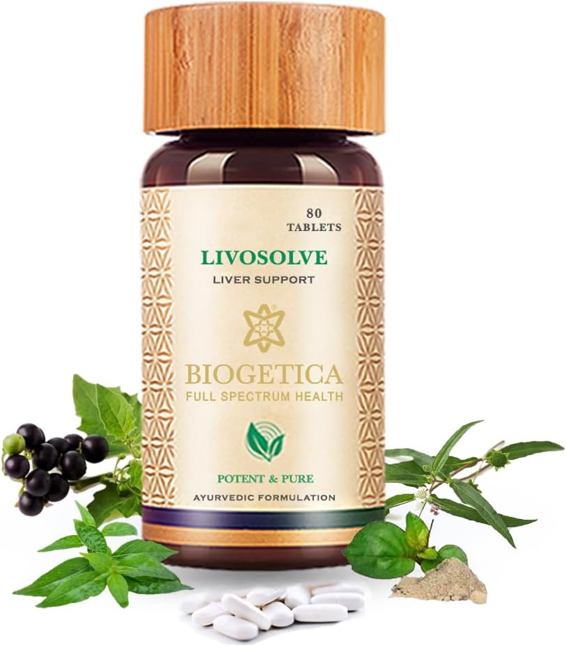 Biogetica Livosolve kruidensupplement voor leververzorging - totale leverondersteuning, reiniging en detox, beschermt cellen en enzymen - 100% veganistisch non-GMO - 80 tabletten