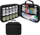 Grand organisateur de bouteille de pilules rembourrée, sac de médecine, étui, transporteur pour les médicaments, les vitamines et les fournitures médicales - organisateur de médecine de voyage et entreposage à domicile sac de médecine - noir (sans serrure)
