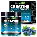 Creatine Gummies voor mannen en vrouwen - 120 Tel, 5000mg Creatine Monohydraat, Zero Sugar, Spiergroei & Strength Booster, Pre-Workout Energy Supplement