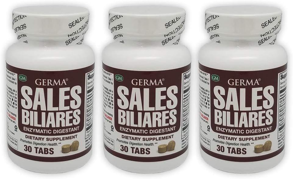 Germa Bile Zouten Natuurlijke Dieetsupplement. Enzymatic Digestant. Aids in The Digenstion of Zetmeel, Protein and Fat. 30 Tablets. Verpakking van 3