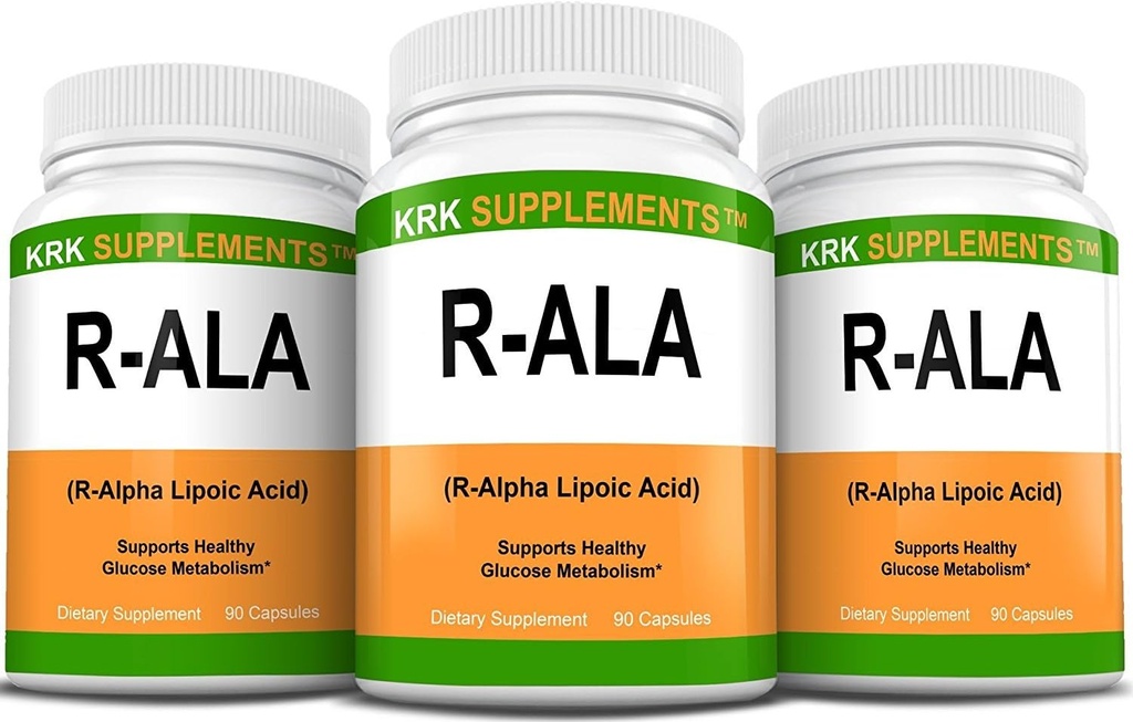 3 Flessen R-ALA R-Alfa Lipoïnezuur 200mg 270 Totaal Capsules