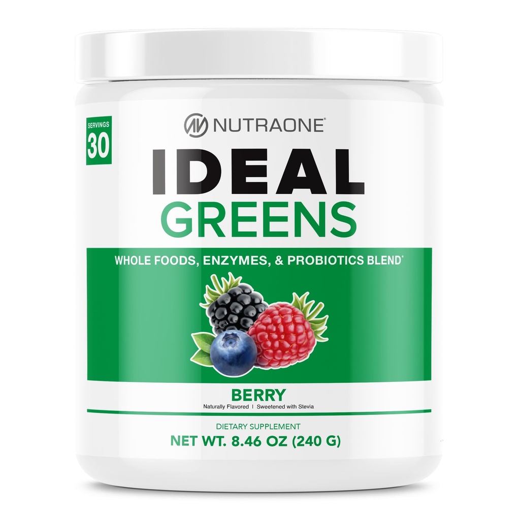 NutraOne Ideal Greens Antioxidant en Nutrient-Rich Superfood Greens Powder Supplement Berry- 30 porties
