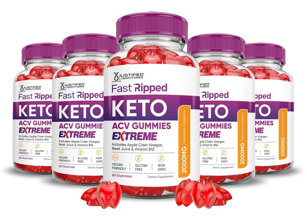 Laboratoires Justifiés (5 packs de géloses Kéto ACV rapides Extreme 2000MG de géloses Kéto rapides de géloses Apple Cider Vinegar Formulé avec du jus de betterave de grenade en poudre B12 Vegan Non OGM 300 Gummys