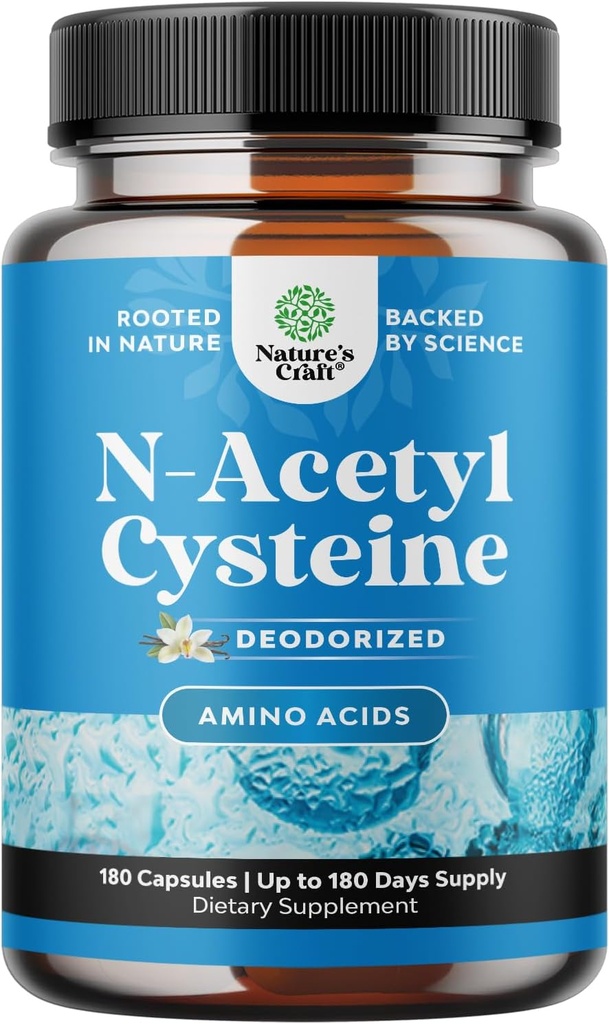 NAC Supplement N-Acetyl Cysteine 600mg - Potent Vegan High Absorptie NAC 600mg Capsules Glutathion Precursor voor leverreiniging Detox & Repair Plus Lung Health and Immunity Support (180ct)