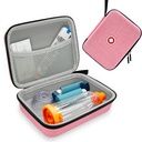 Hard Inhaler Spacer Case voor kinderen en volwassenen, Astma Inhaler Case met Mesh Pocket voor Geneeskunde en andere accessoires, Roze (alleen Bag)
