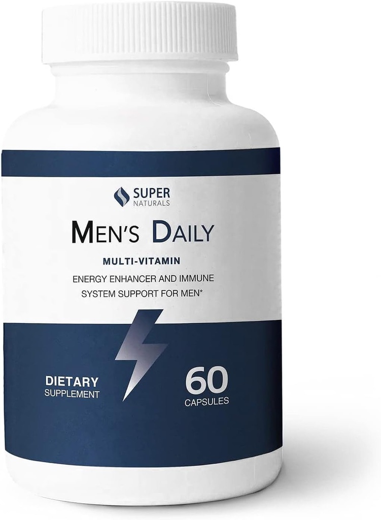 Super Naturals Mannen Dagelijks Multivitamine Energie Verbeteraar en Immuun Systeem Ondersteuning voor Mannen (60 Capsules, 30 Dagen Levering)