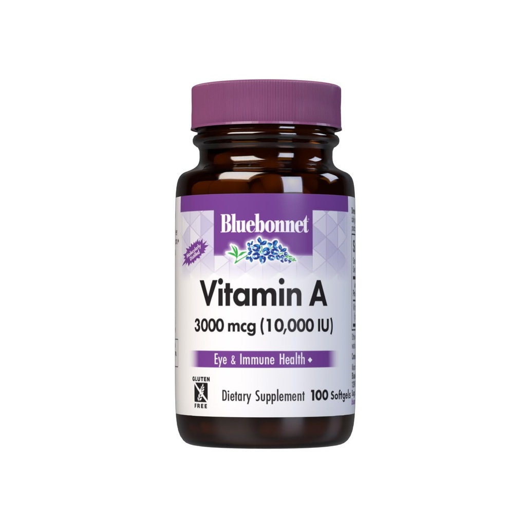 Bluebonnet Voeding Vitamine A 10.000 IE uit Deep Sea, koud water, visolie - Voor Eye Health & Immune Functie* - Glutenvrij - Zuivelvrij - Moleculair gedistilleerd - 100 Softgels - 100 porties