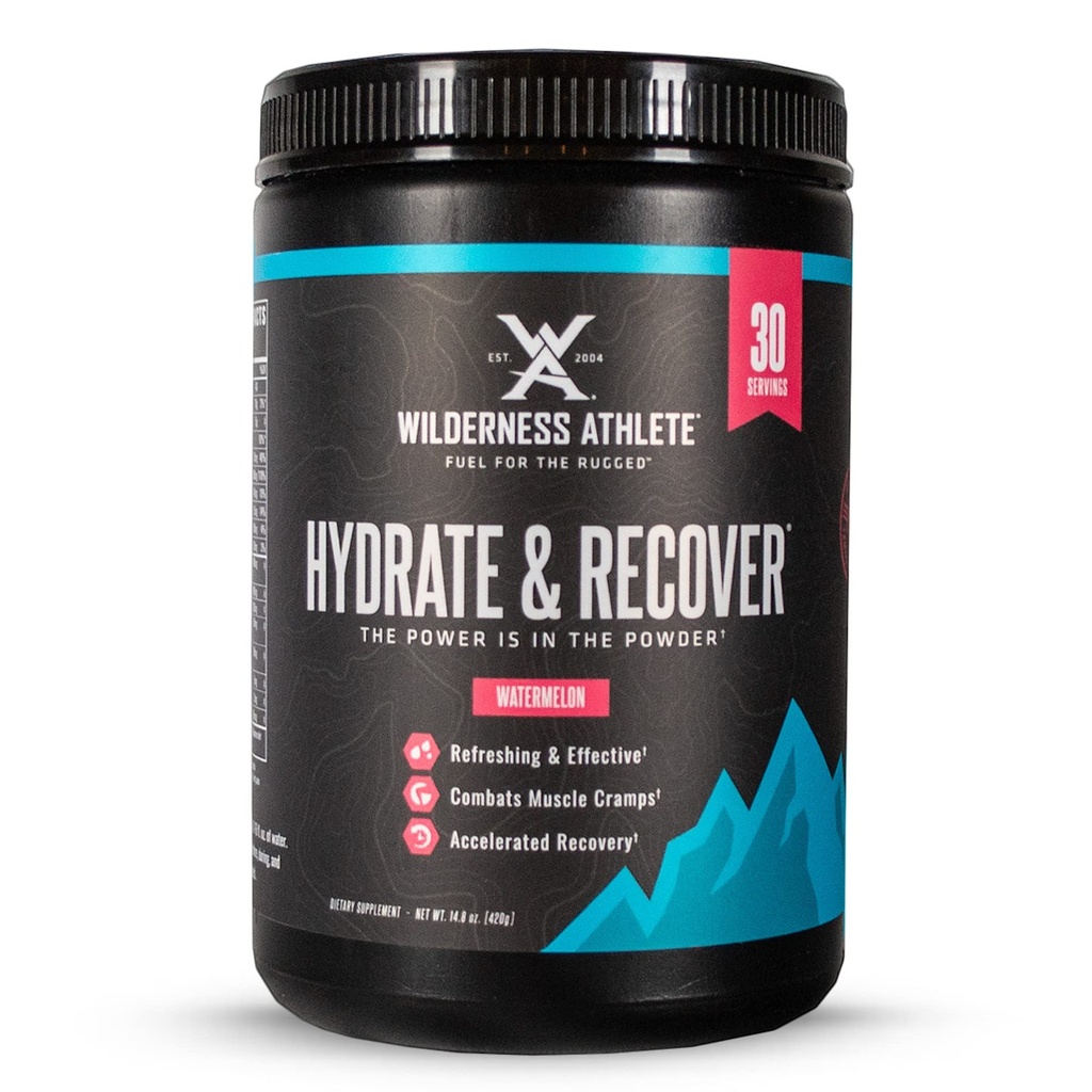 Wilderness Atleet - Hydrate & Recover ..Vloeistof Hydration Powder Electrolyte Drink Mix - Recover Sneller met Bcaas - Hydrate Powder met 1000 mg vitamine C - 30 Serving Tub (Watermeloen)