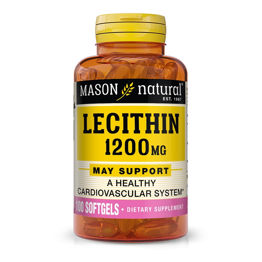 MASON NATUURLIJKE Lecithin 1200 mg - Gezond hart- en vaatstelsel, bevordert lever en reproductieve gezondheid, 100 Softgels